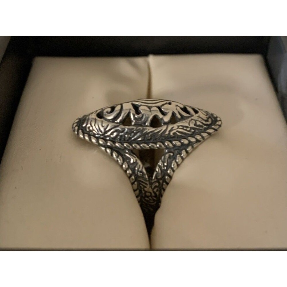 Vintage Carolyn Pollack Sterling Silver Ring Sz 7.25 Floral Swirl - Picture 3 of 7